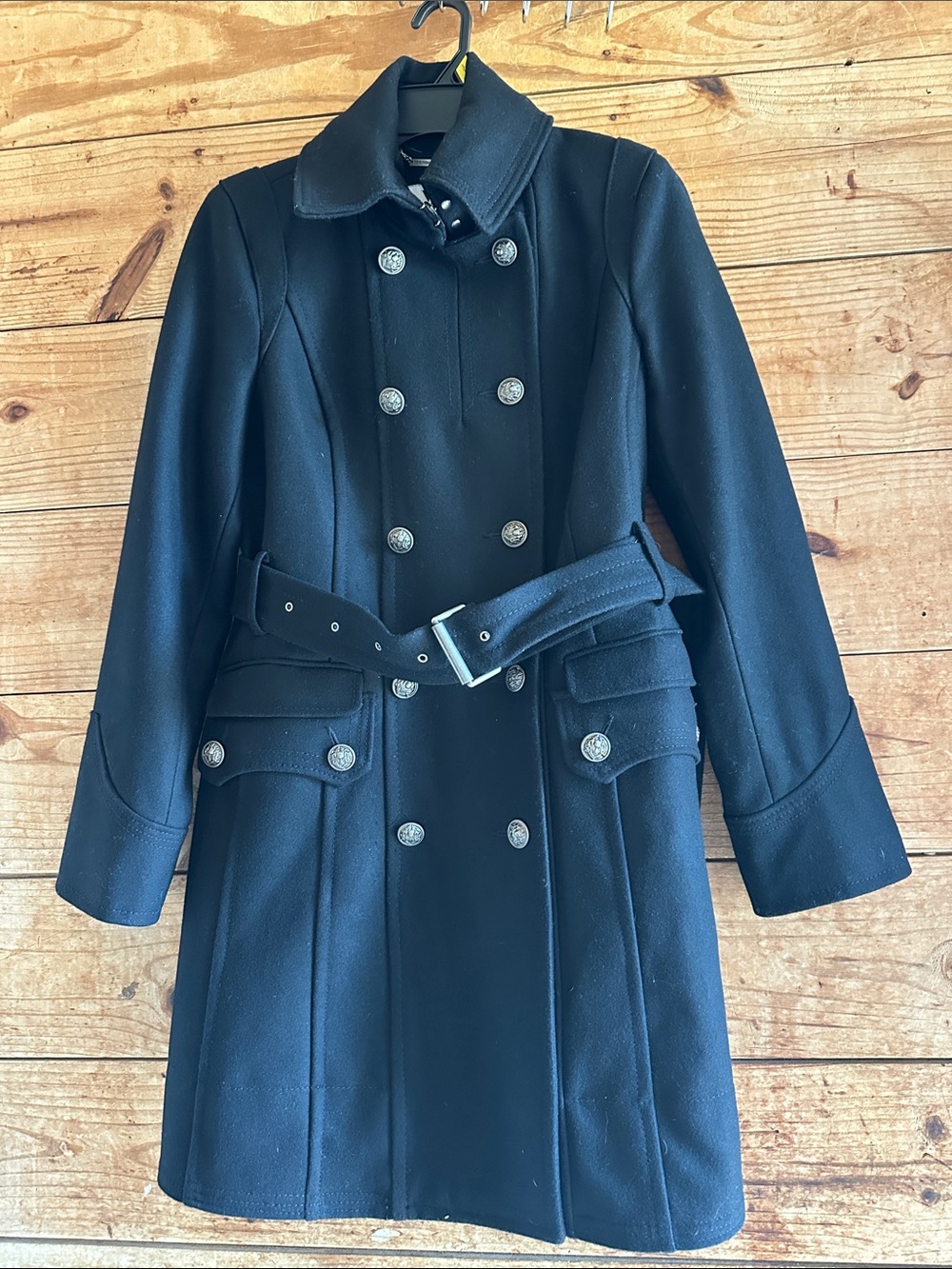 Worthington Heavy Winter Trench Coat Wool Blend Winter Jacket in Black NWOT